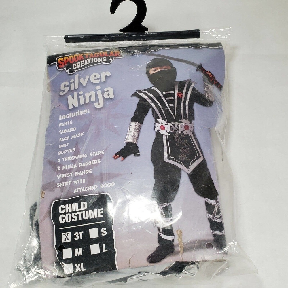 Halloween Costume Silver Ninja 3t Deluxe Costume Set with Ninja Foam Accessories